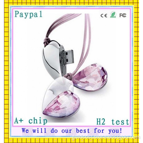 Promomtion Novelty Heart Shape Jewelry USB Gift Jewelry Pen Drive (GC-J391)